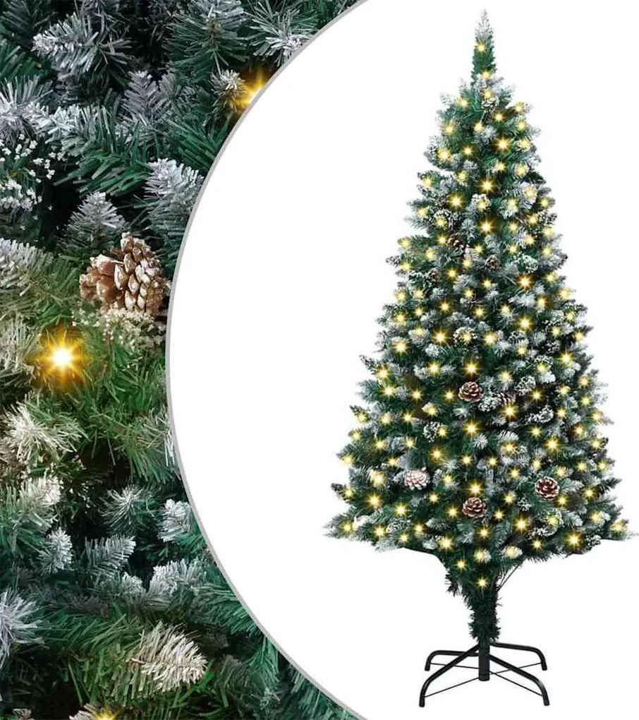 vidaXL Mű karácsonyfa 300 LED-del Zöld 180 cm PVC és Acél és Műanyag