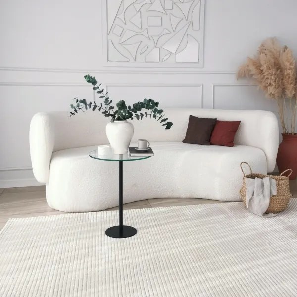 Kisasztal SOCIAL 50x40 cm fekete/átlátszó