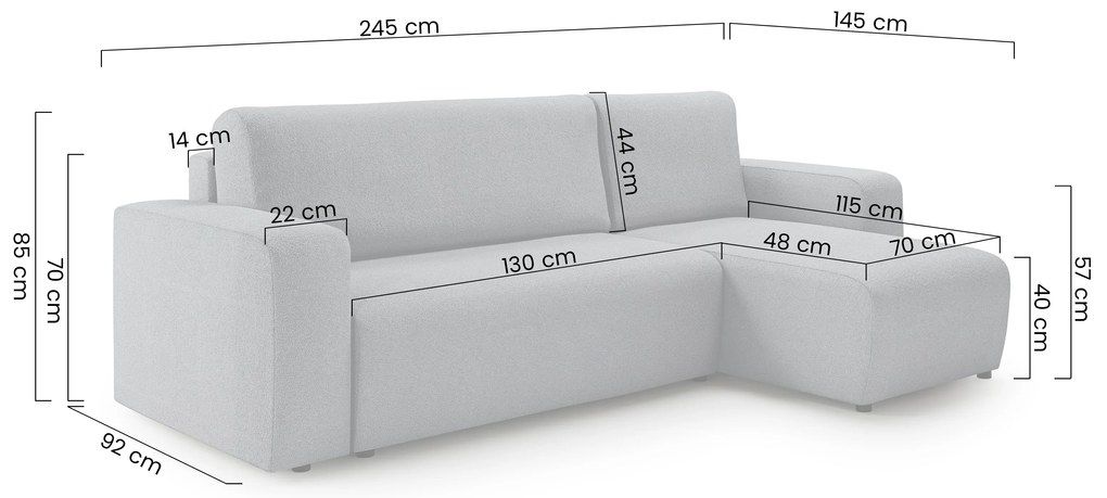 Avia Mini kinyitható sarokkanapé, univerzális állás - grafitszürke Gerra 120 boucle