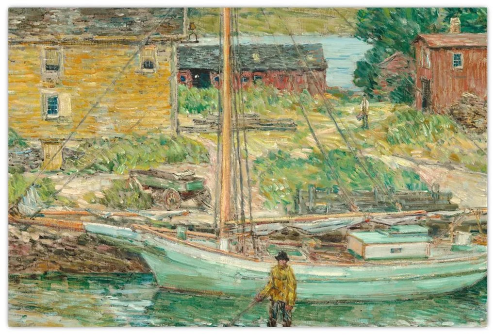 Kép - Childe Hassam, Oyster Sloop, Cos Cob, reprodukciók (90x60 cm)