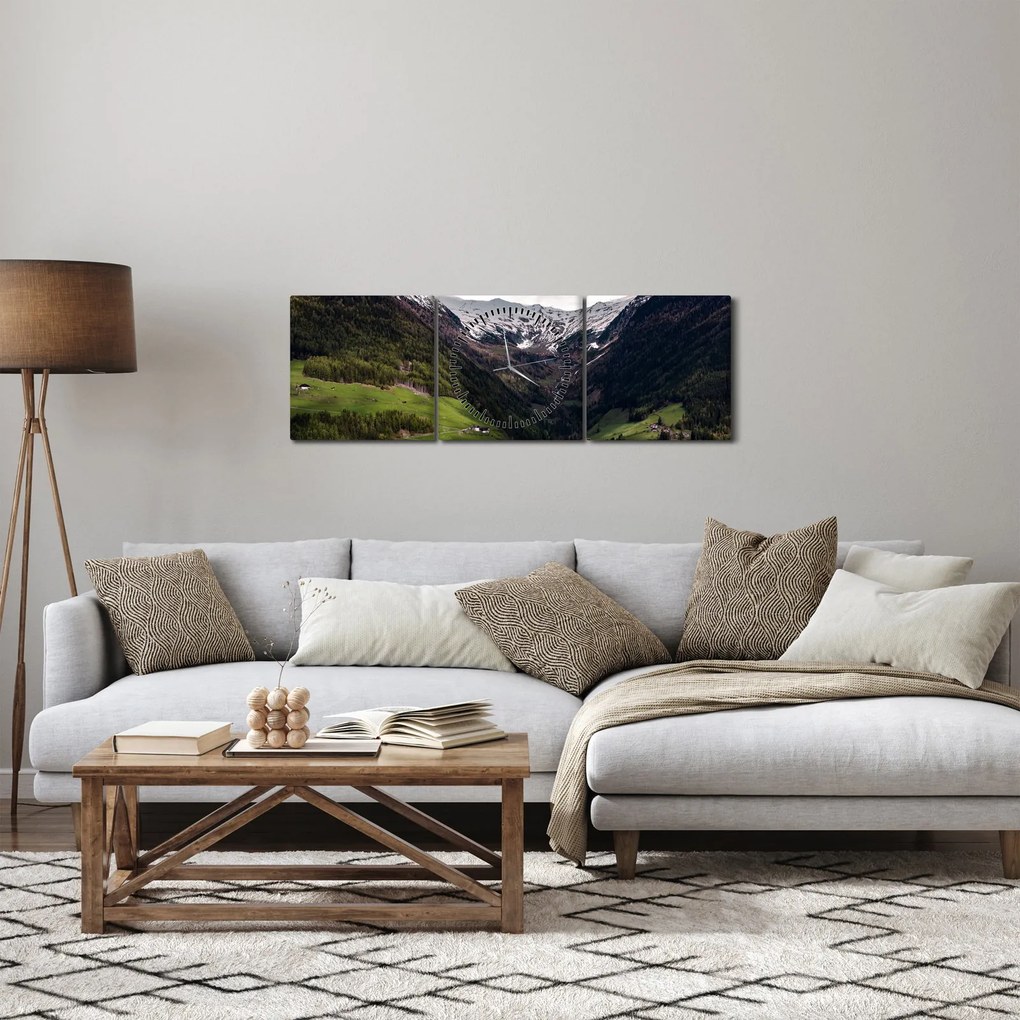 Kép - Völgy a hegyek alatt (órával) (90x30 cm)