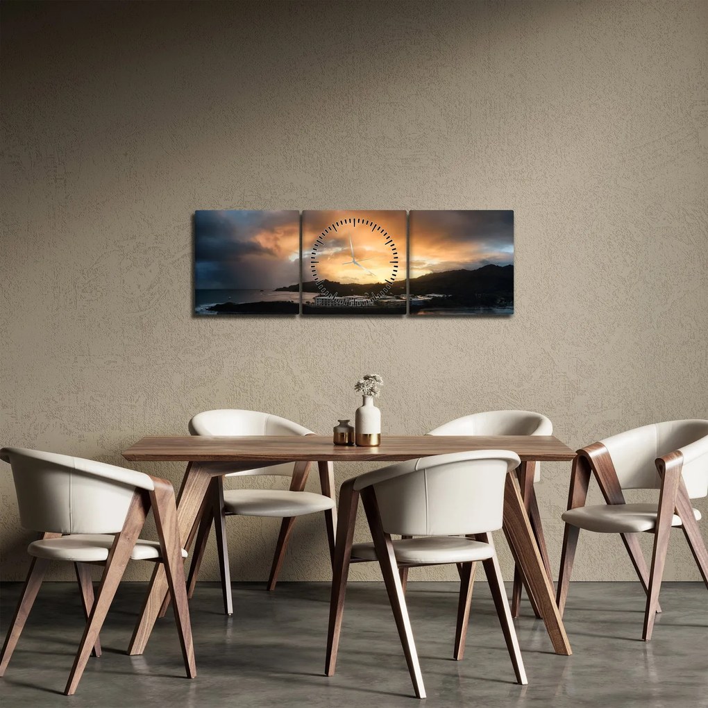 Kép - felhős tengerpart (órával) (90x30 cm)