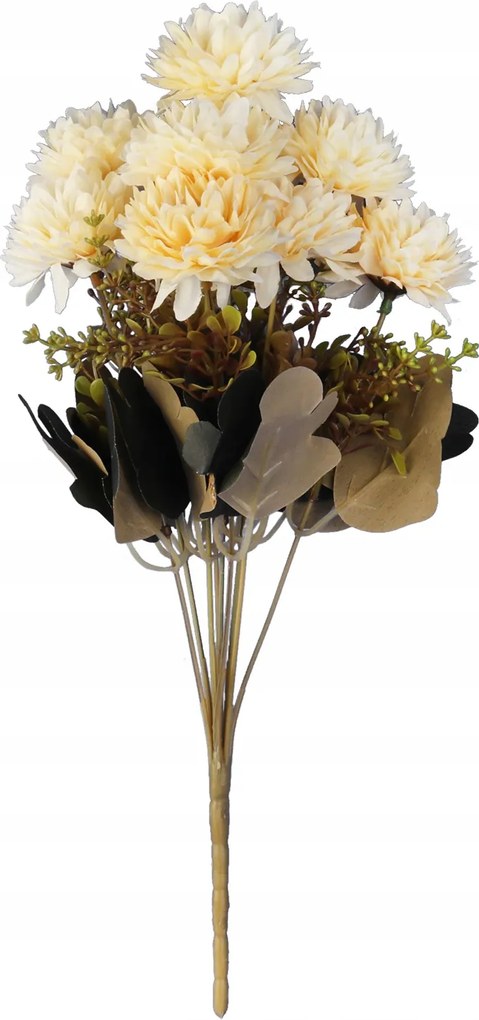 Csokor 9 Krizantém 38CM Krémszínű Művirág Kompozíció Kiegészítő