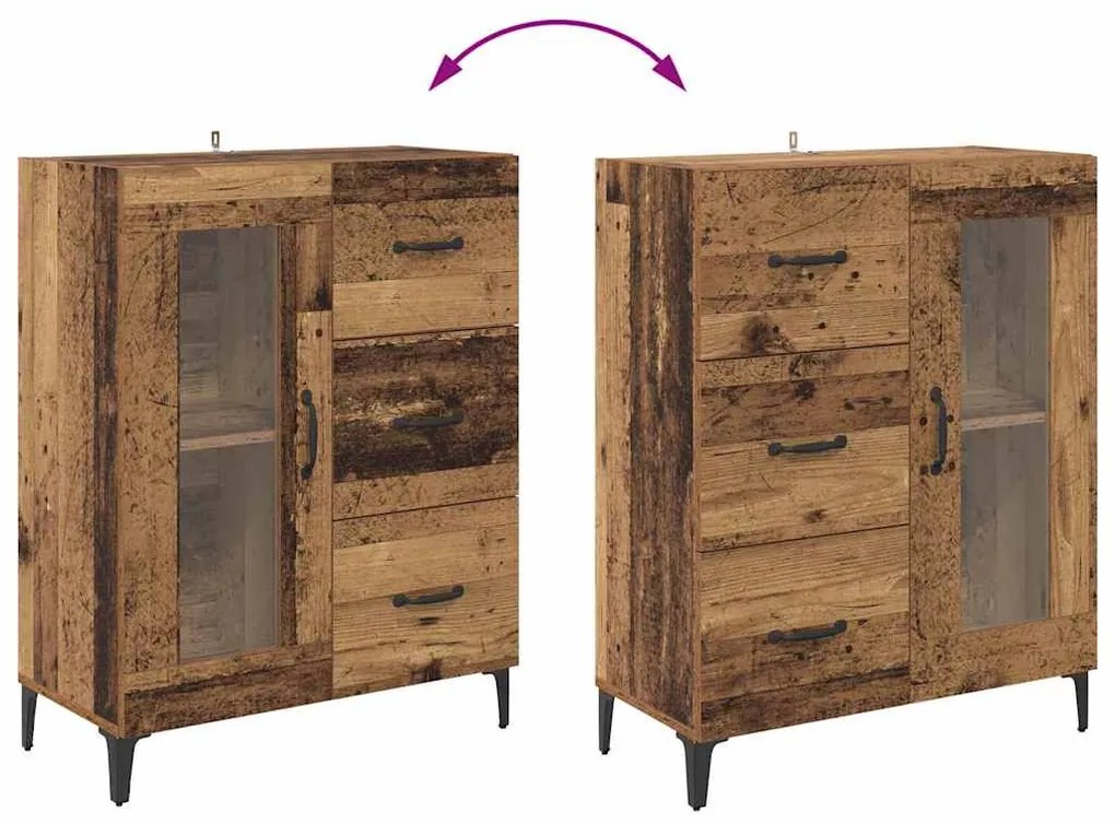 Széf fiókkal Öreg fa 69,5 x 34 x 90 cm Műszaki fa és vas