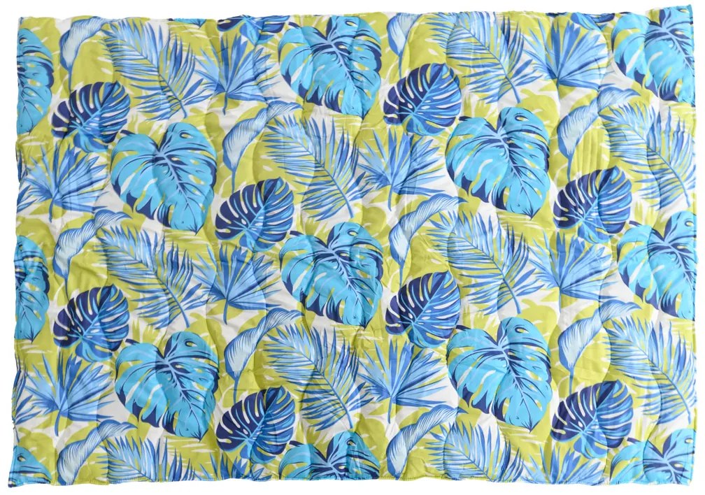 Egész éves steppelt takaró 140x200 cm párnával ARECANO kék-zöld 70x90 cm