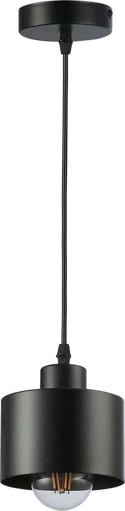 Függőlámpa Fém Túlnyúlás E27 Izzókhoz, 100cm Fekete