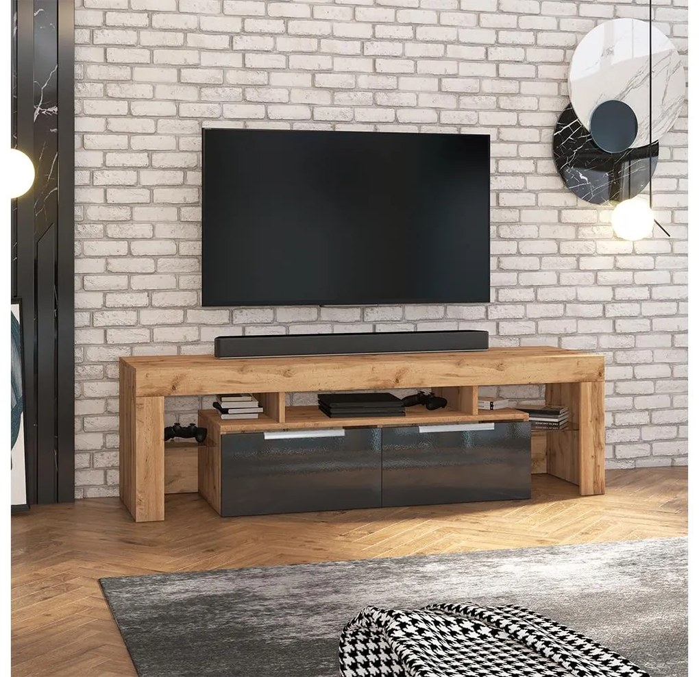 Tv szekrény/asztal Vulcano (lancester tölgy + fekete). 1098696