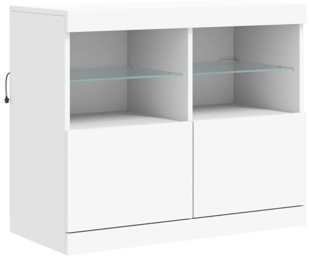 fehér tálalószekrény LED-világítással 81 x 37 x 67 cm
