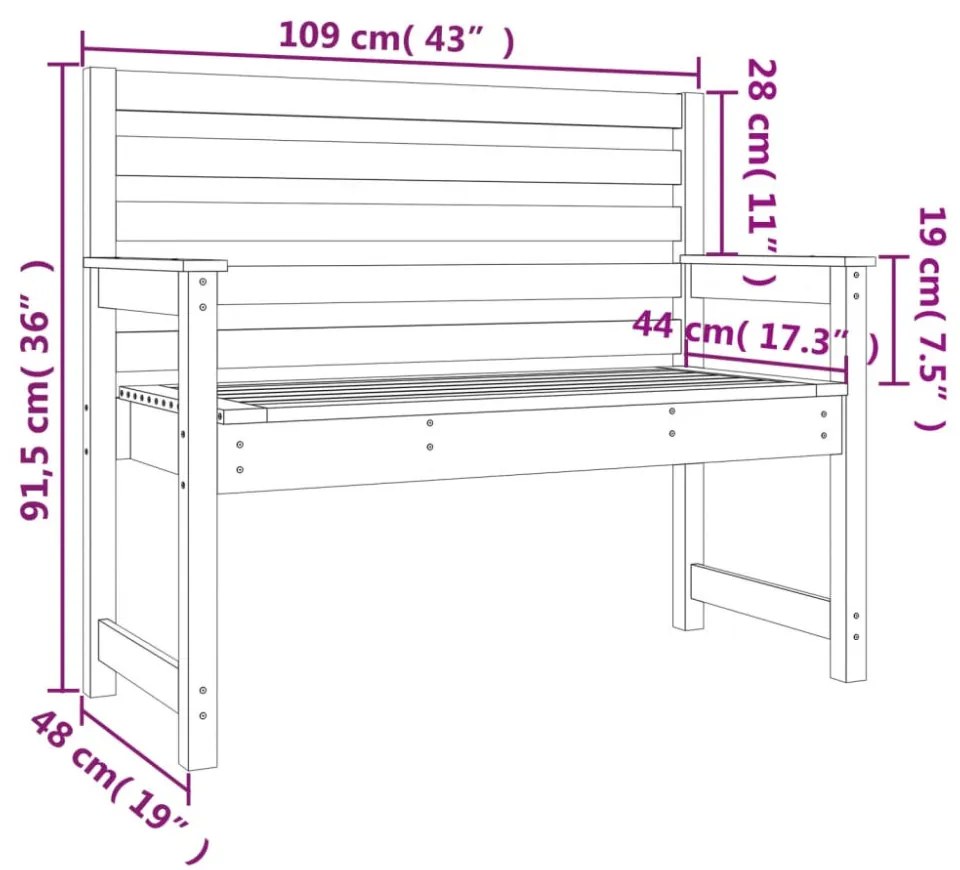 mézbarna tömör fenyőfa kerti pad 109 x 48 x 91,5 cm
