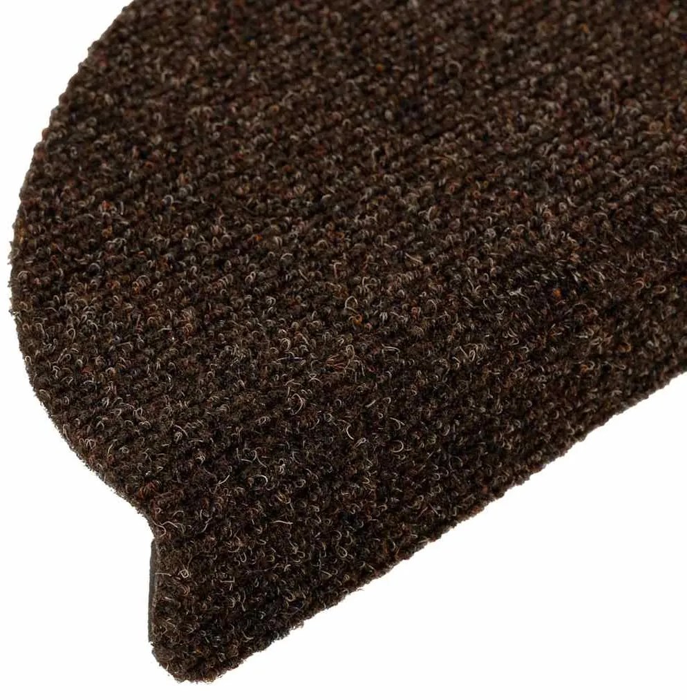 öntapadós lépcsőszőnyegek 30 db, barna, félkör alakú, 56 x 17 x 3 cm