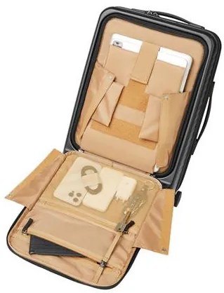 Utazóbőrönd, keményfedelű, 35x55x22 cm, RIVACASE Clark ECO 8181, fekete (BRC8181B)