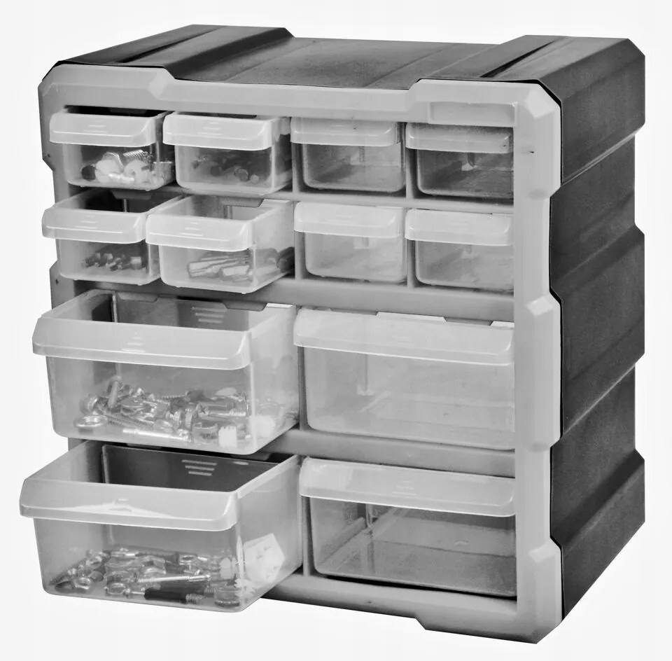 Műhely rendszerező szekrény doboz rekeszekkel