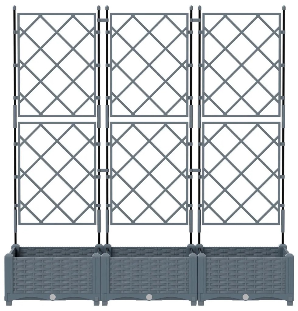Trellis Cserép 3 db Világosszürke 120x40x125.5 cm