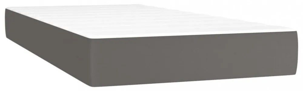 szürke műbőr rugós ágy matraccal és LED-del 200x200 cm