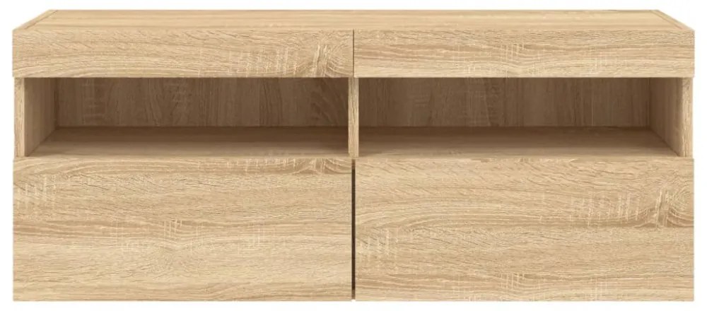 sonoma tölgy színű fali TV-szekrény LED-ekkel 100x30x40 cm