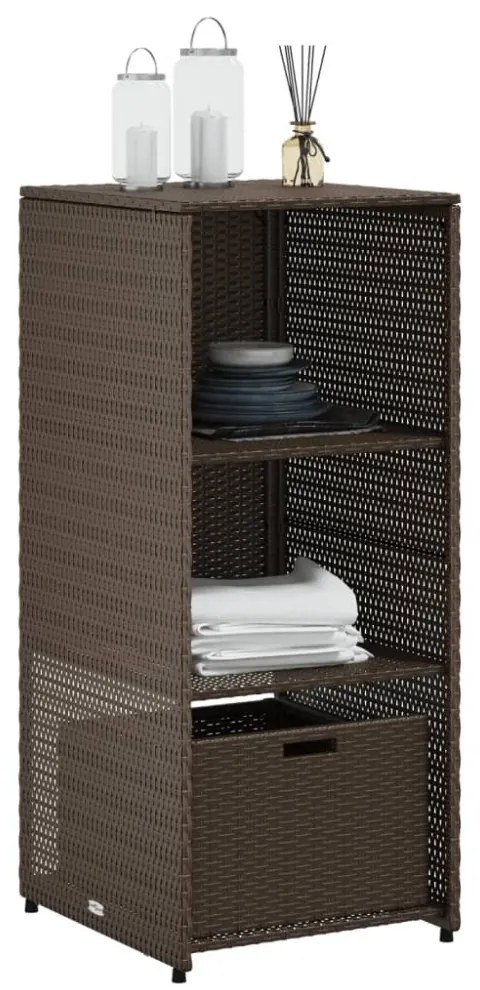 barna polyrattan kerti tárolószekrény 50 x 55 x 115 cm