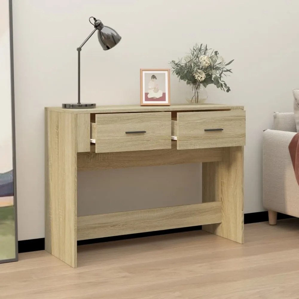 sonoma tölgy színű szerelt fa dohányzóasztal 100 x 39 x 75 cm