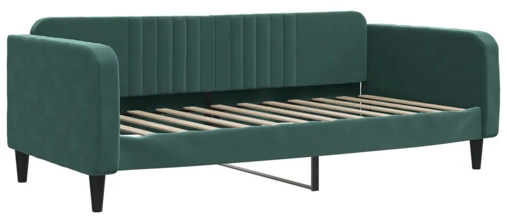 sötétzöld kihúzható bársony heverő matraccal 100 x 200 cm
