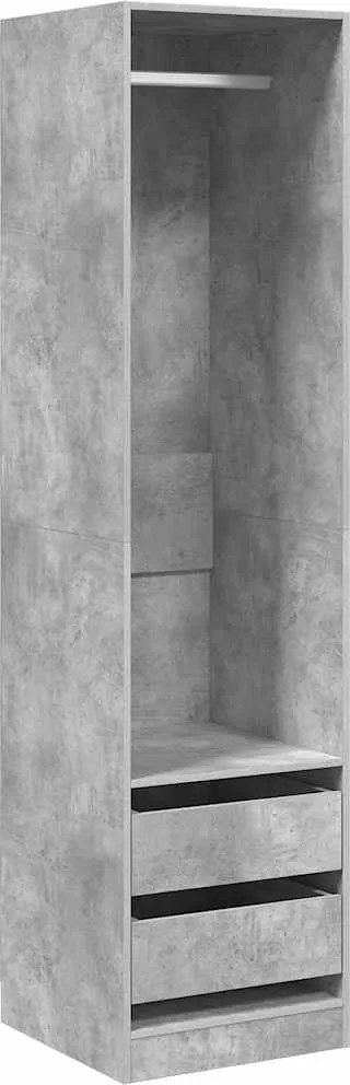 vidaXL betonszürke szerelt fa ruhásszekrény fiókokkal 50 x 50 x 200 cm