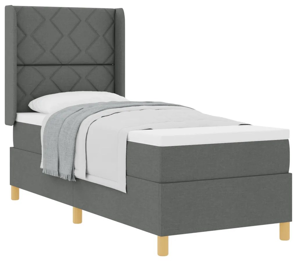 Box Spring ágy matracmal Sötétszürke 80 x 200 cm szövet