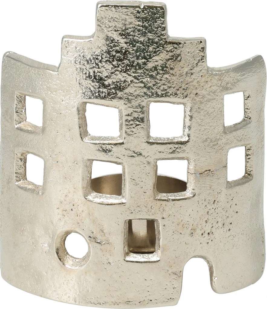 Ezüst gyertyatartó House Tower teamécseshez (10x5x11 cm)