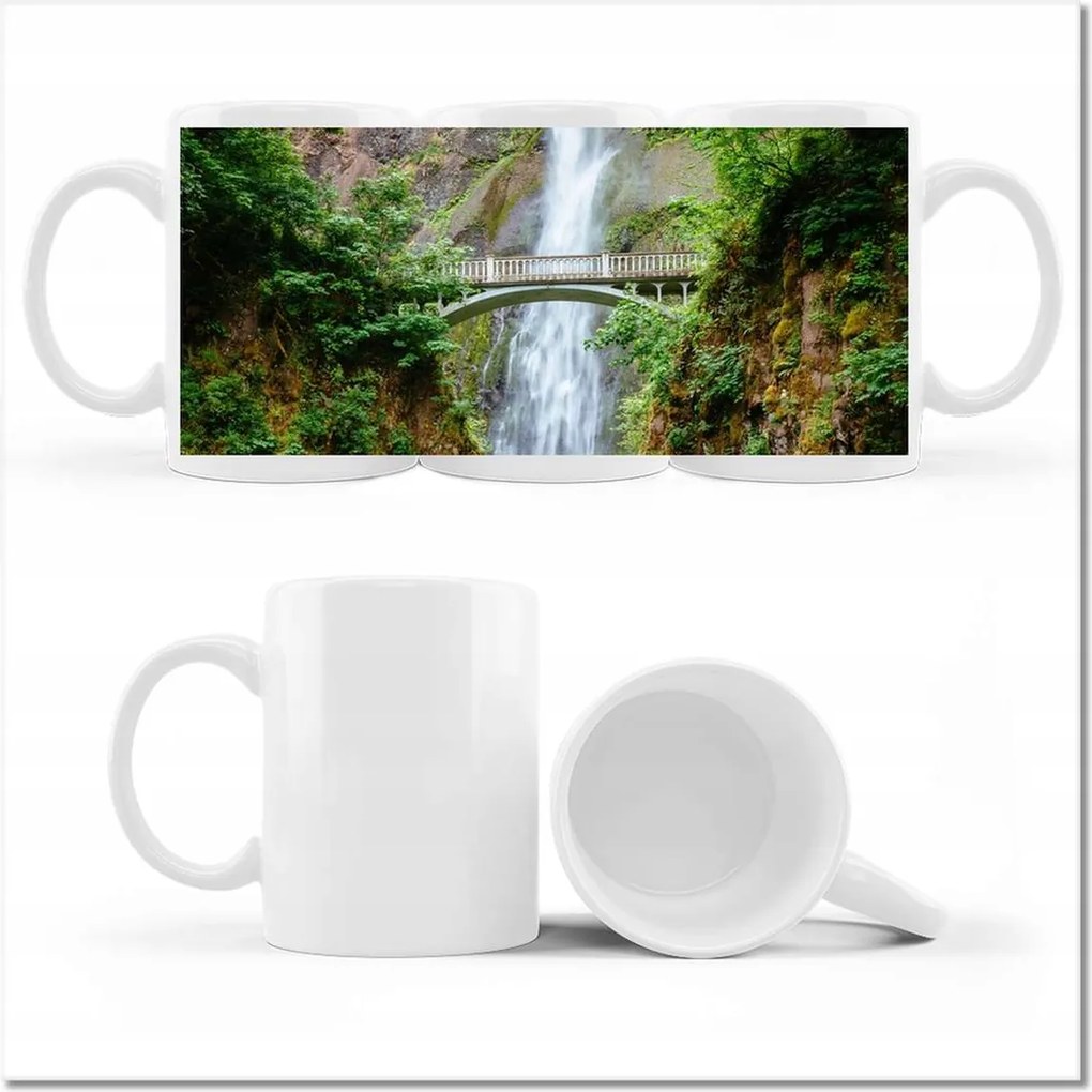 Nyomott mintás bögre Trópusi vízesés Hegyek