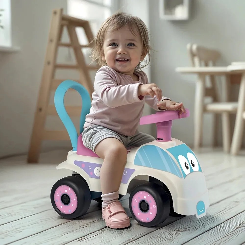 Down Scooter autó, fehér és rózsaszín