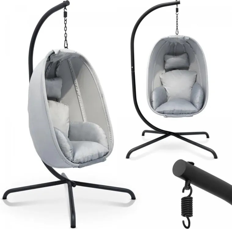 MIADOMODO Függő hintaszék 160 kg szürke