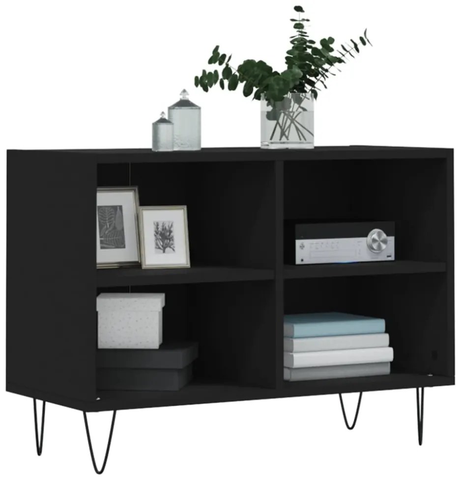 fekete szerelt fa TV-szekrény 69,5x30x50 cm