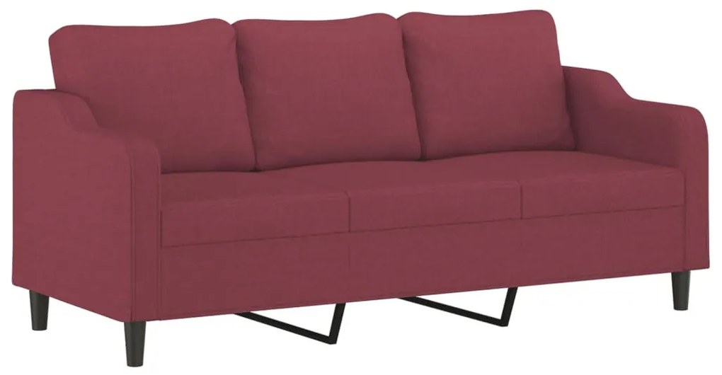 vidaXL 3 személyes bordó szövet kanapé lábtartóval 180 cm