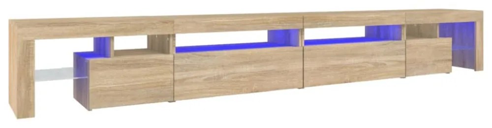 sonoma tölgy színű TV-szekrény LED-lámpákkal 290x36,5x40 cm