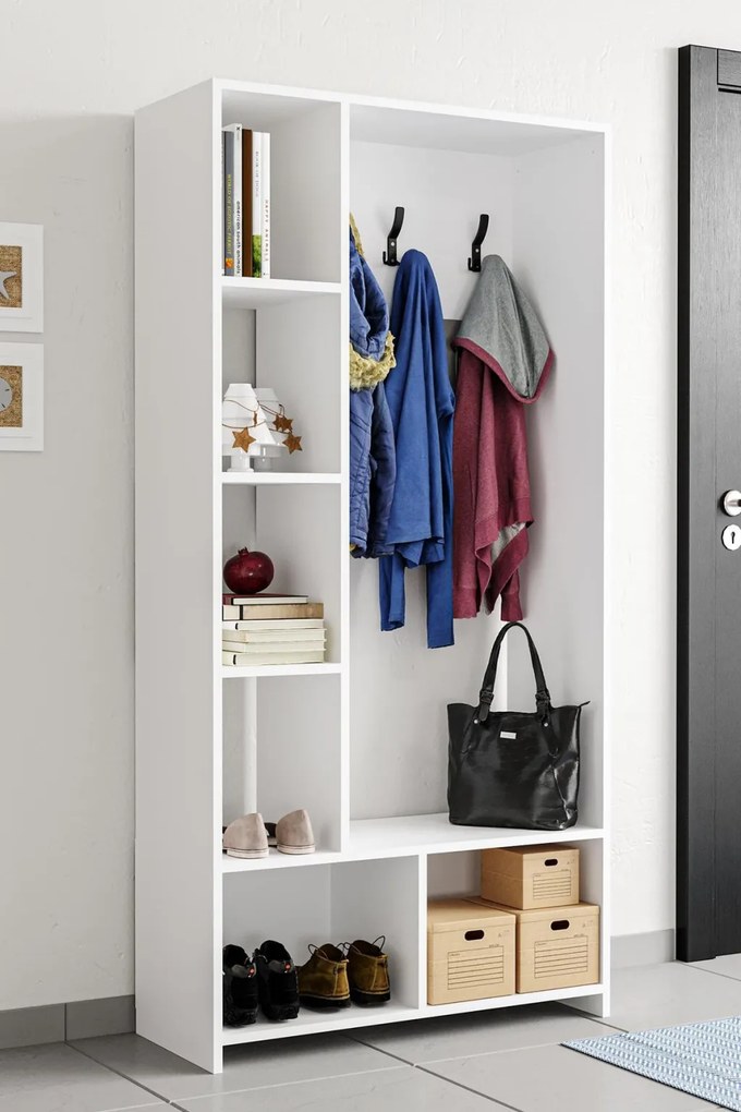 Előszobafal, fehér, 90 cm