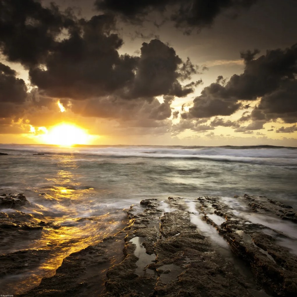 Poszter 40x40cm Naplemente a Palmachim strandon 2, Assaf Frank