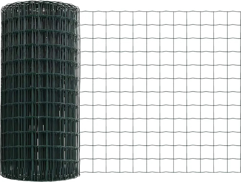 vidaXL Kerítés oszlopokkal Zöld 0,4 x 10 m Acél és PVC