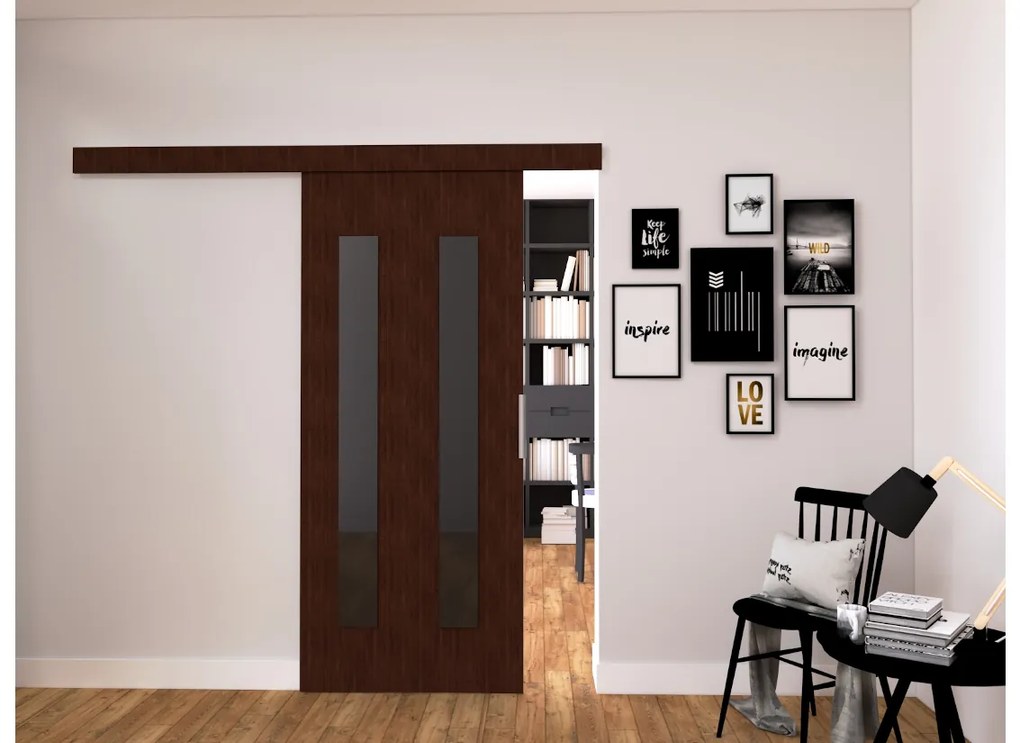 LIVELLO III tolóajtó + halk zárórendszer, 106x205, sonoma