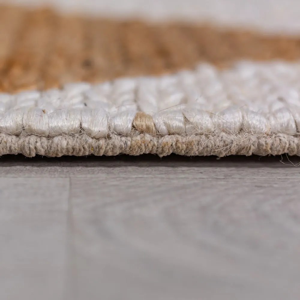 Fehér-natúr színű kézi szövésű jutakeverék szőnyeg 120x170 cm Effie Diamond – Flair Rugs