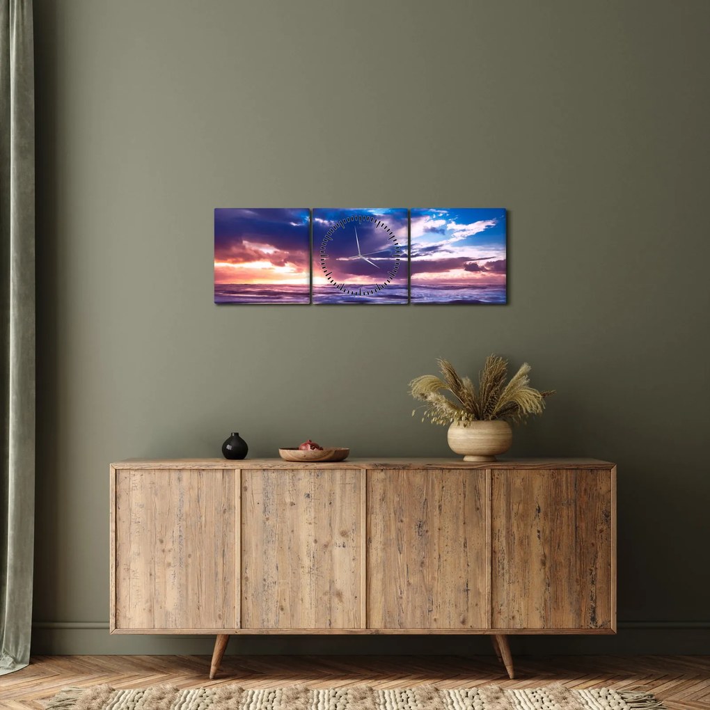 Kép - Naplemente a tengerparton (órával) (90x30 cm)