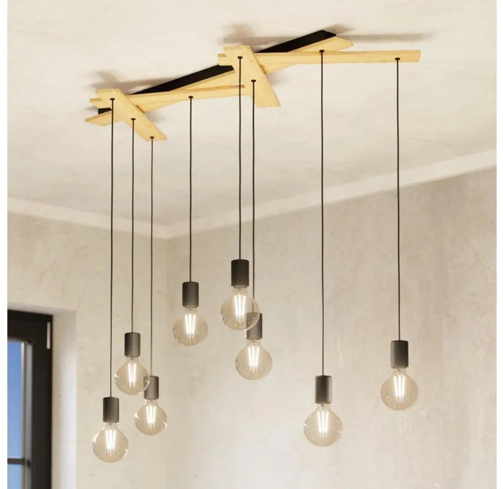 Eglo 43641 - Csillár zsinóron MONMOUNT 9xE27/40W/230V