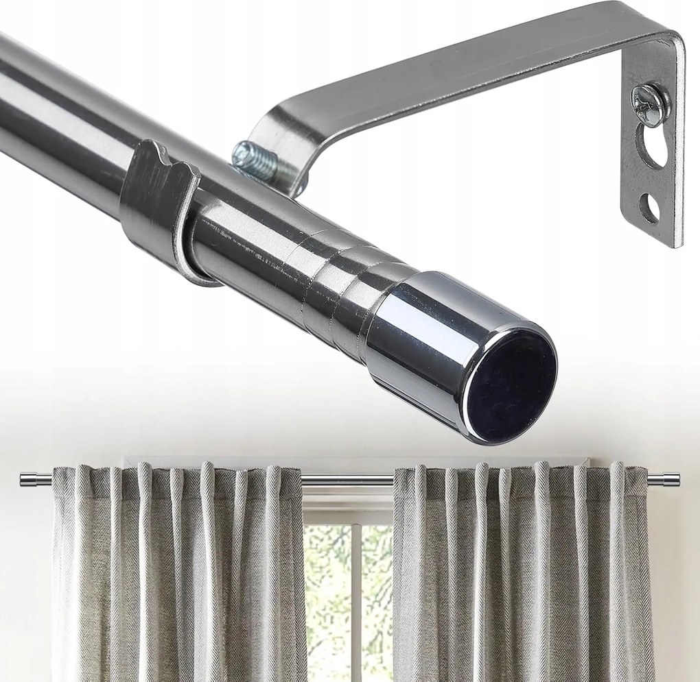 Fém karnis 59 cm-től 238 cm-ig, szimpla fém karnis, ezüst színű