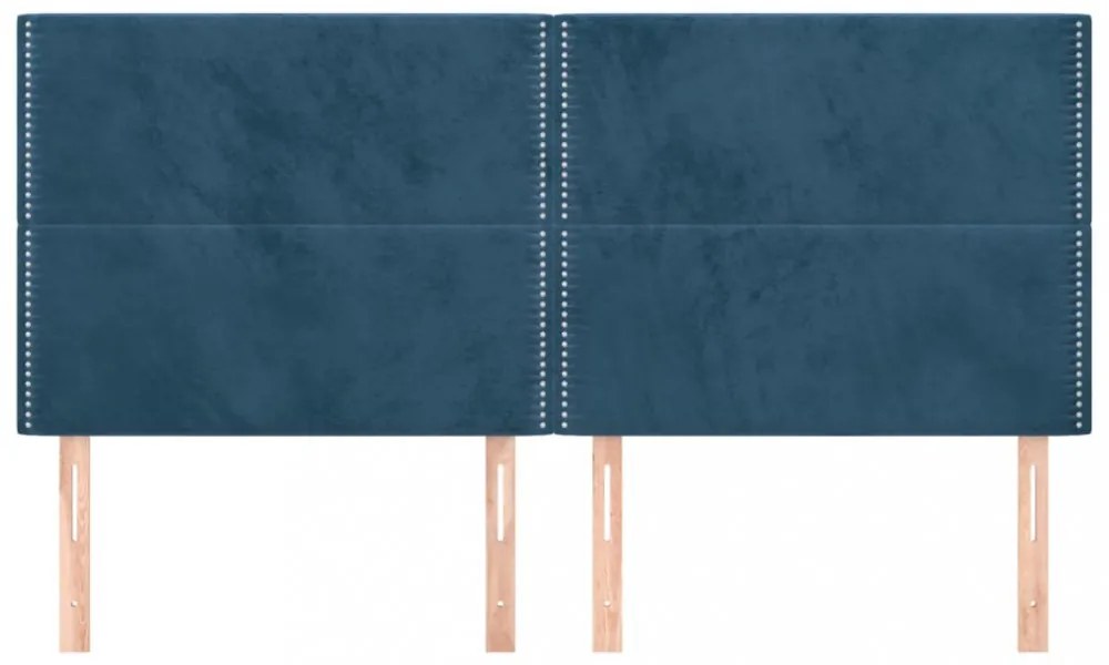 4 db sötétkék bársony fejtámla 100x5x78/88 cm