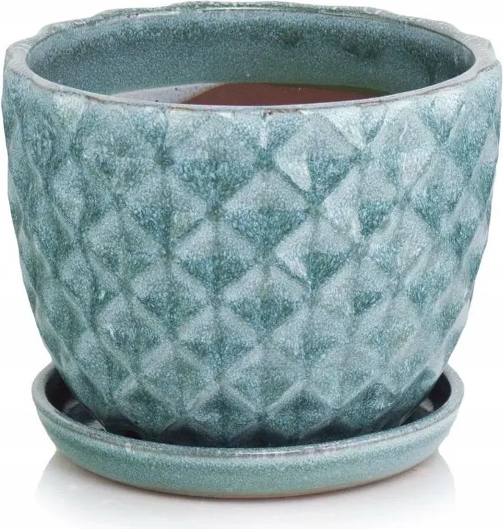 Kerámia virágtartó türkizkék, állvánnyal 14 cm