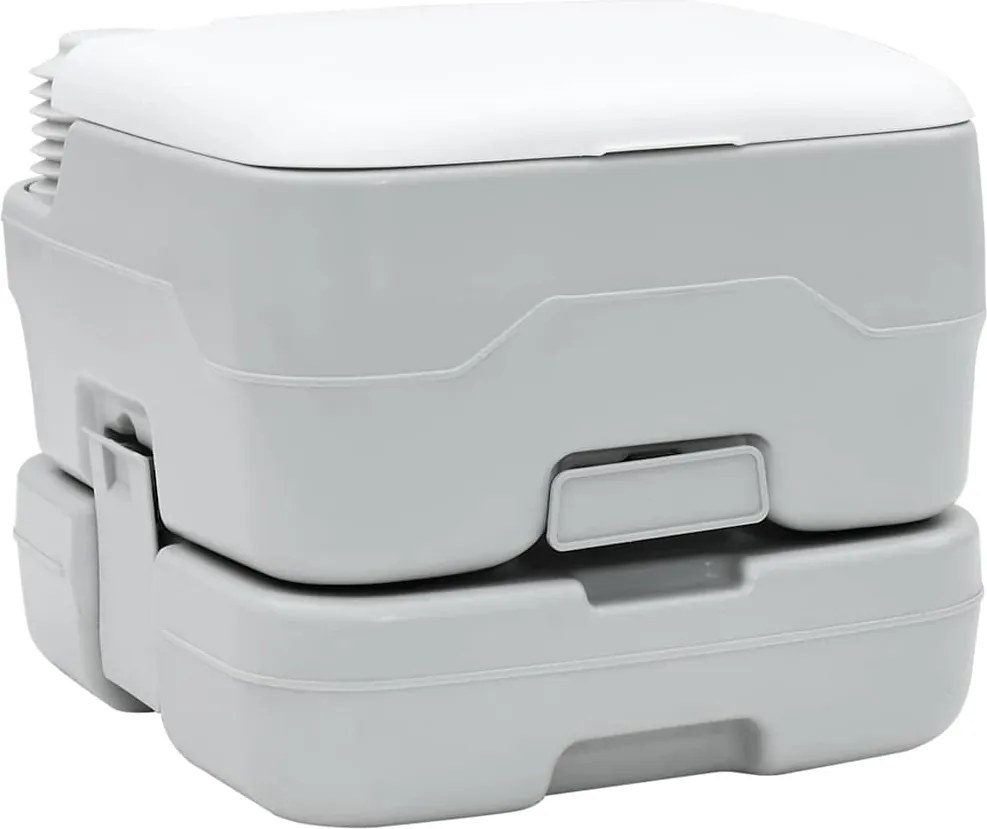 vidaXL Kemping WC Szürke és Fehér 41,5 x 36,5 x 30 cm Polietilén