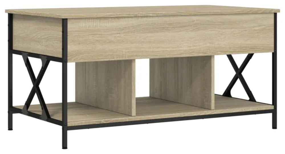 sonoma tölgy szerelt fa és fém dohányzóasztal 100 x 55 x 50 cm