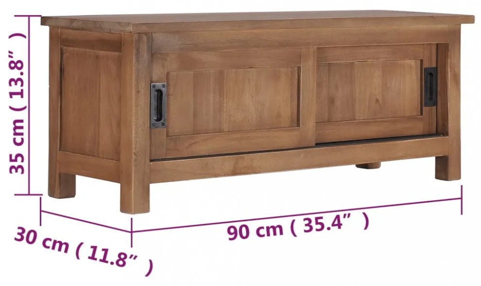 tömör tíkfa TV-szekrény 90 x 30 x 35 cm