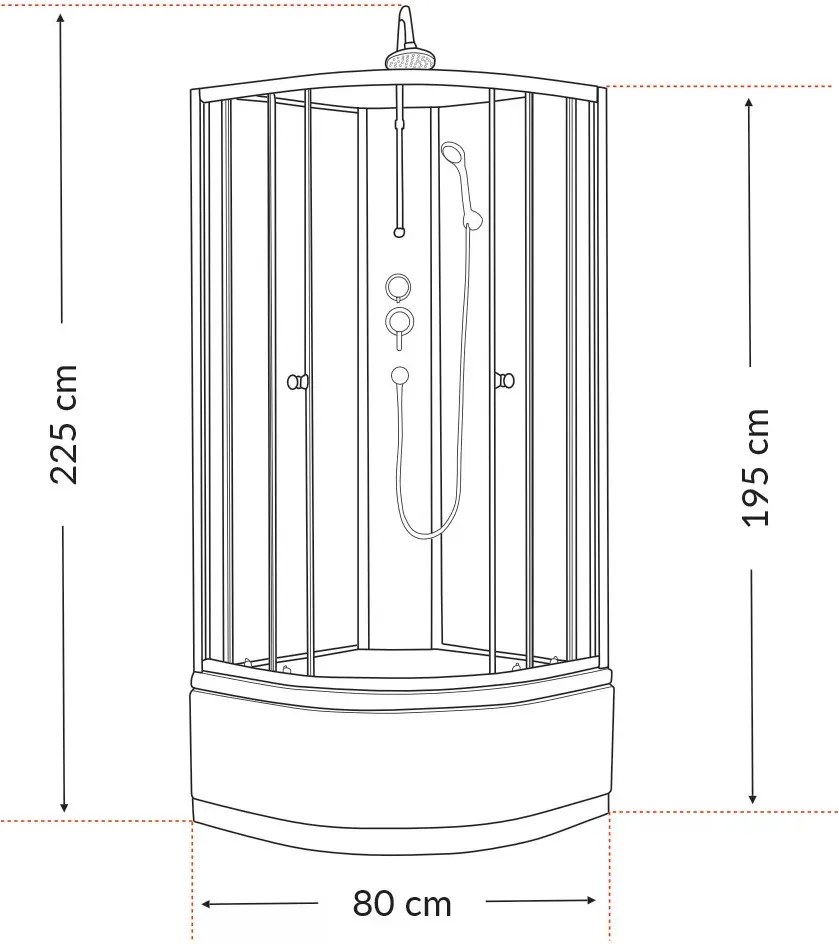 Karolino 80 white mélytálcás zuhanykabin