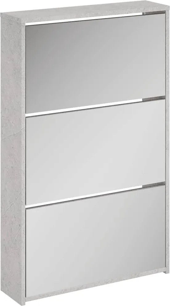 vidaXL betonszürke 3 szintes cipőszekrény tükörrel 63 x 17 x 102,5 cm