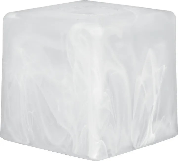 Üveg lámpabúra E27-es lámpákhoz Kocka üveg tejfehér 10cm