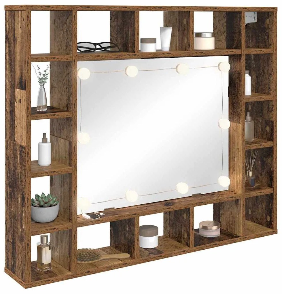 Tükörszekrény polcokkal Régi fa 91 x 15 x 76.5 cm Faanyag