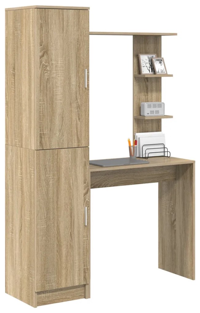 Tárolóval rendelkező íróasztal polcokkal 2 pcs Sonoma tölgy