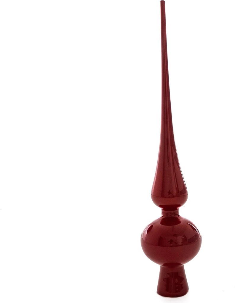 Piros üveg csúcsdísz karácsonyfa tetejére 25 cm